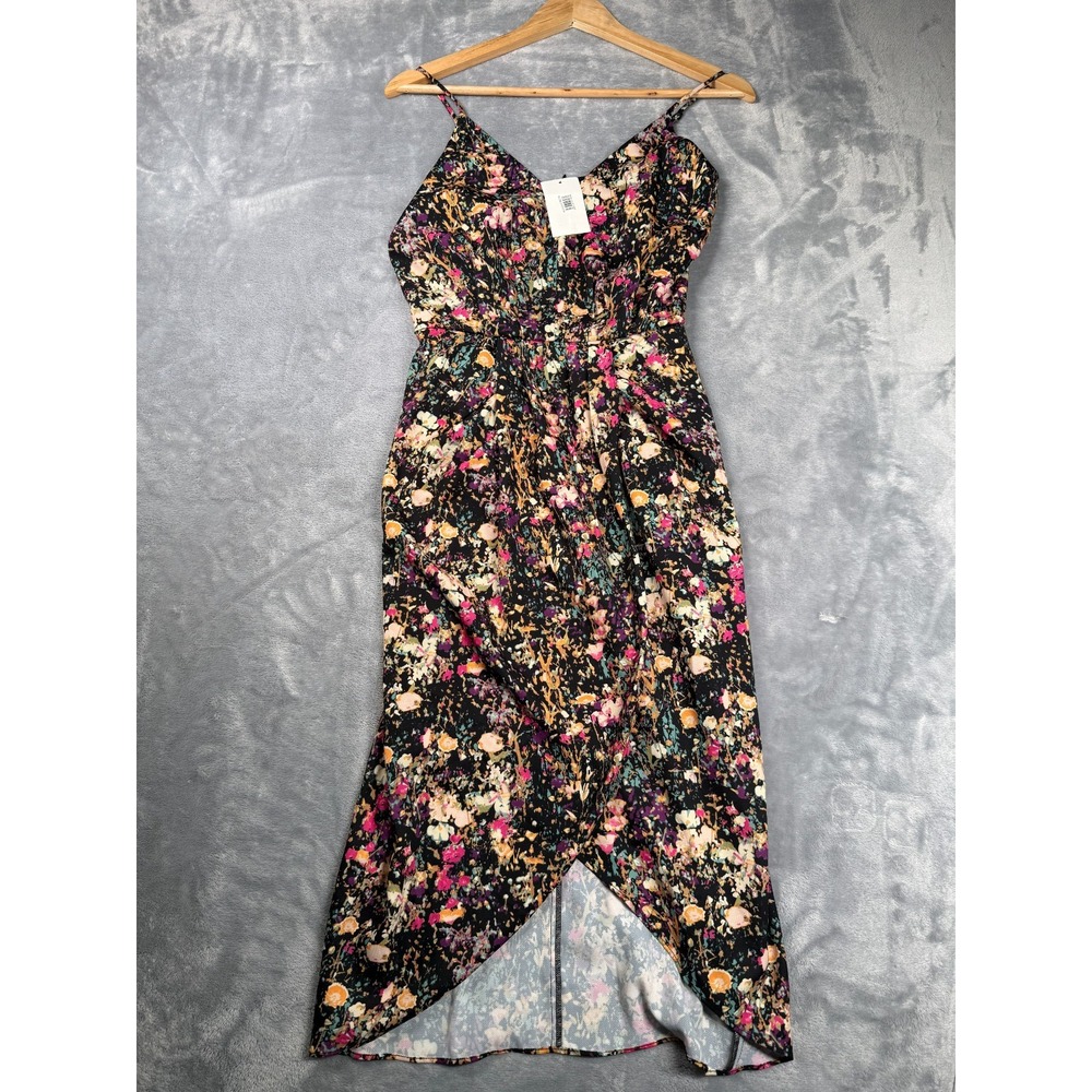 NWT Chelsea28 Faux Wrap Dress Womens XS Floral Sleeveless Sweetheart Neck